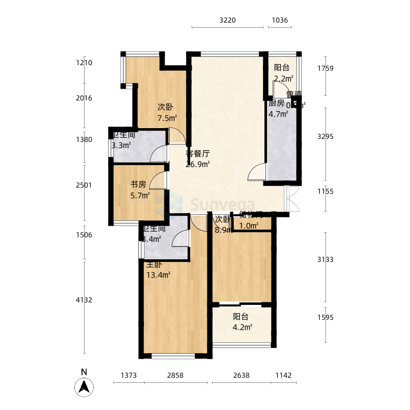 户型库 绿地城  江西省景德镇市 4室2厅2卫1厨152 m 2 江西省景德镇市