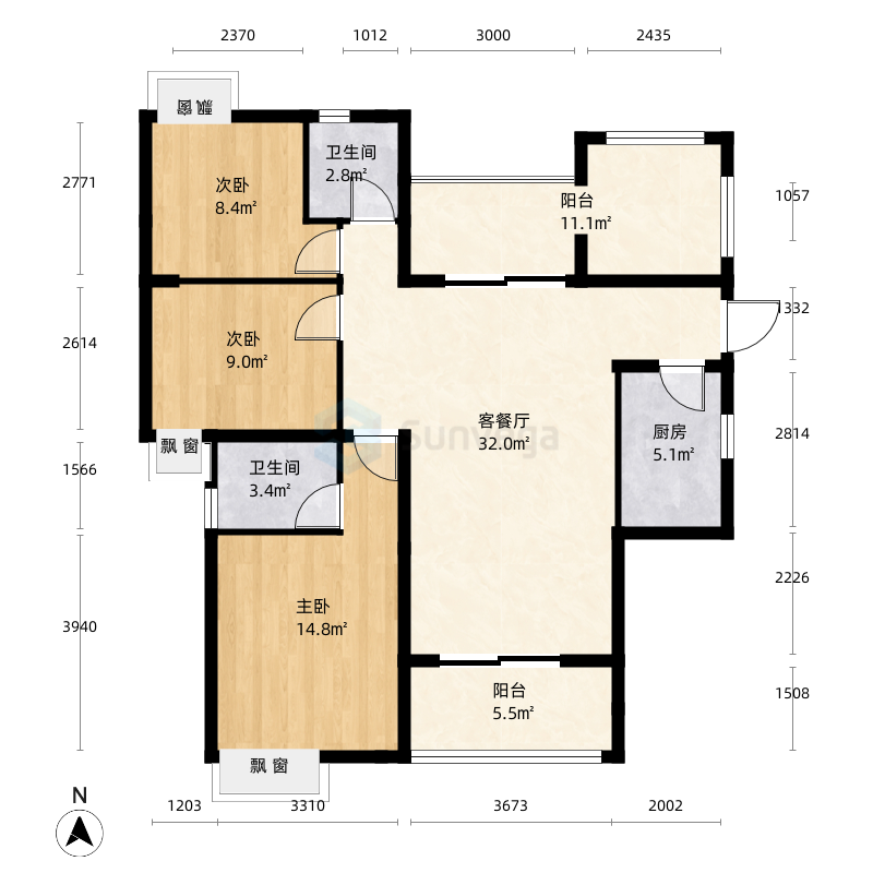 黄冈麻城时代广场户型图-三维家户型库