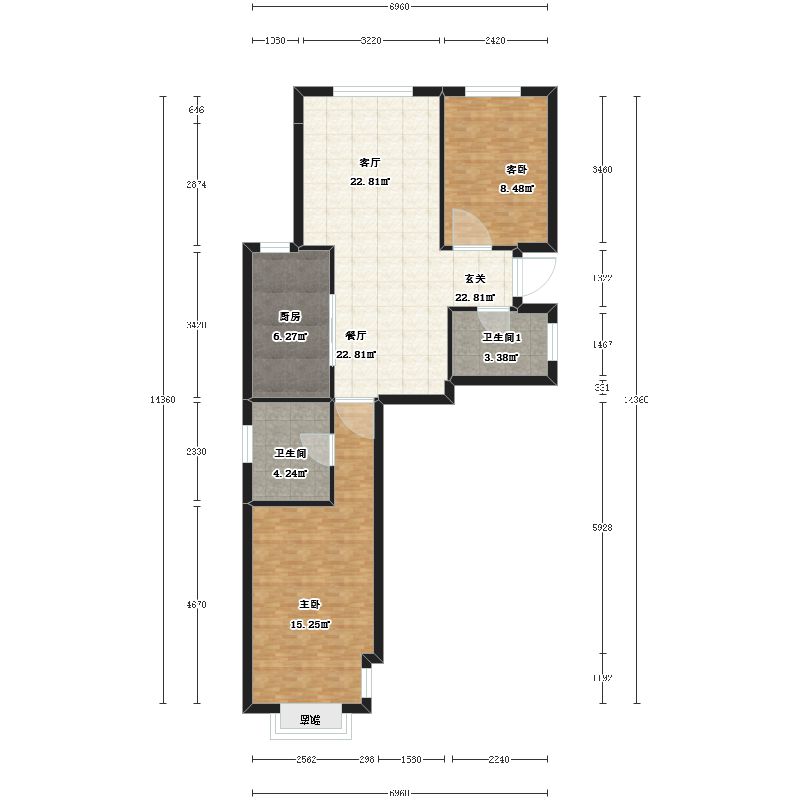 京投银泰公园悦府114㎡户型图